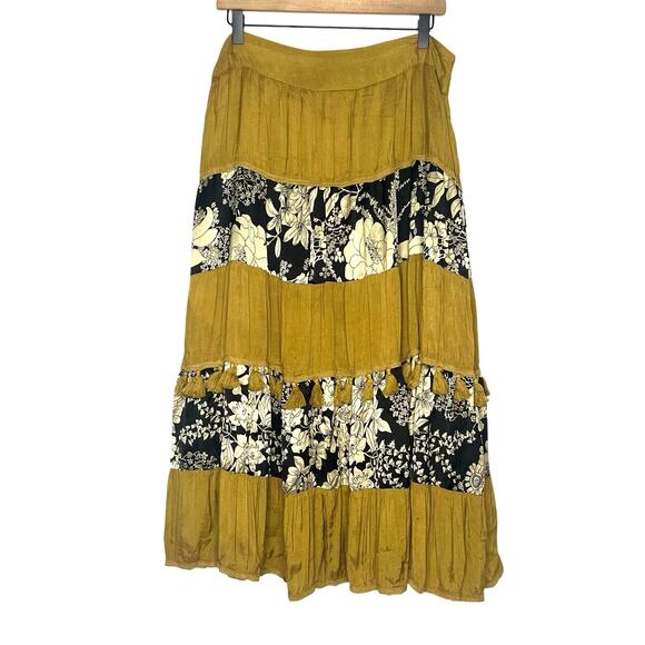 Sacred Threads Maxi Skirt Sz Large NWT Boho Bohemian Hippie Peasant Earthy Artsy - Picture 1 of 8